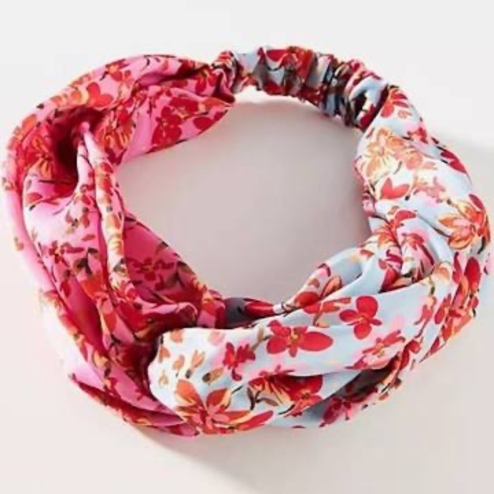 NWT  Anthropologie Kachel Pink Floral  Picnic Twist Headband